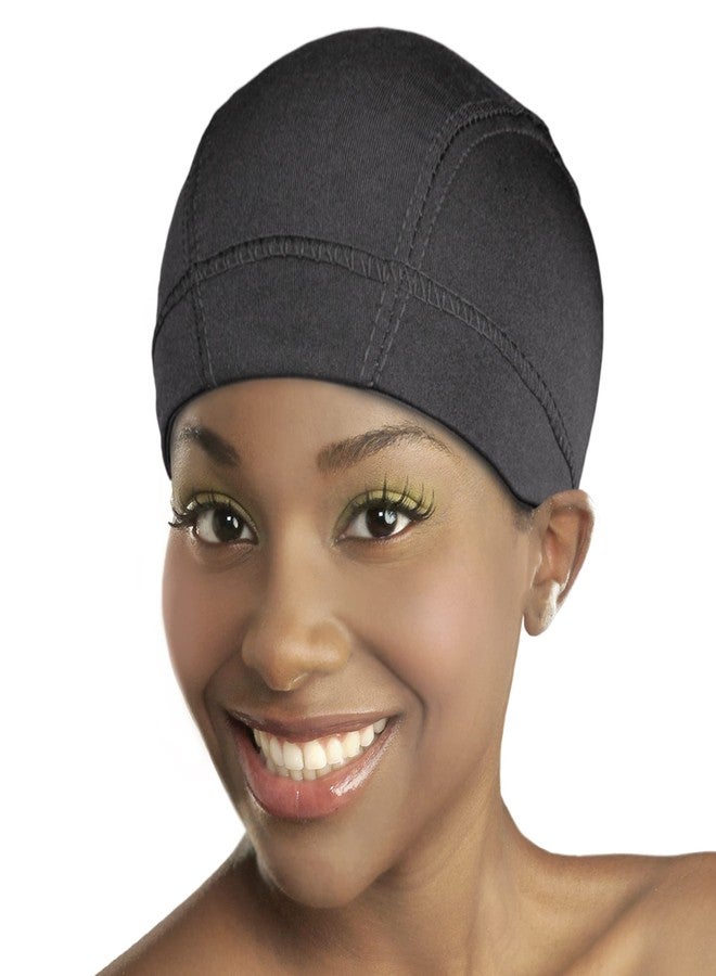 DONNA Argan Spandex Dome Wig Cap, 1PC, Black - Ideal for Face Wash, Shower Cap, and Hair Wax Stick Application - Image 1